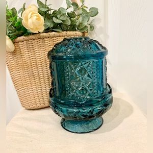 Vintage Blue Stars and Bars Fairy Lamp by Indiana Glass